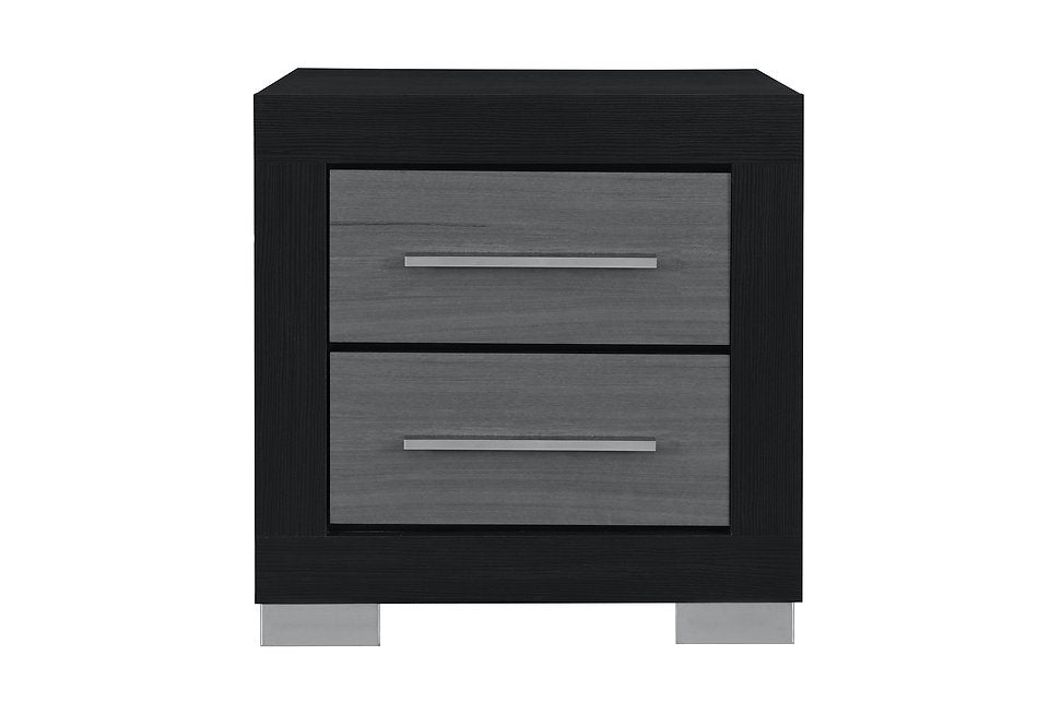 Emma Collection LED Storage Platform Complete Bedroom Set with USB-C Charging – Black/Grey or Natural/White