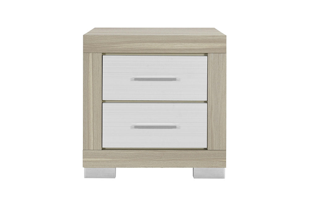 Emma Collection LED Storage Platform Complete Bedroom Set with USB-C Charging – Black/Grey or Natural/White