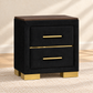 Chloe Black Velvet & Gold 2-Drawer Nightstand