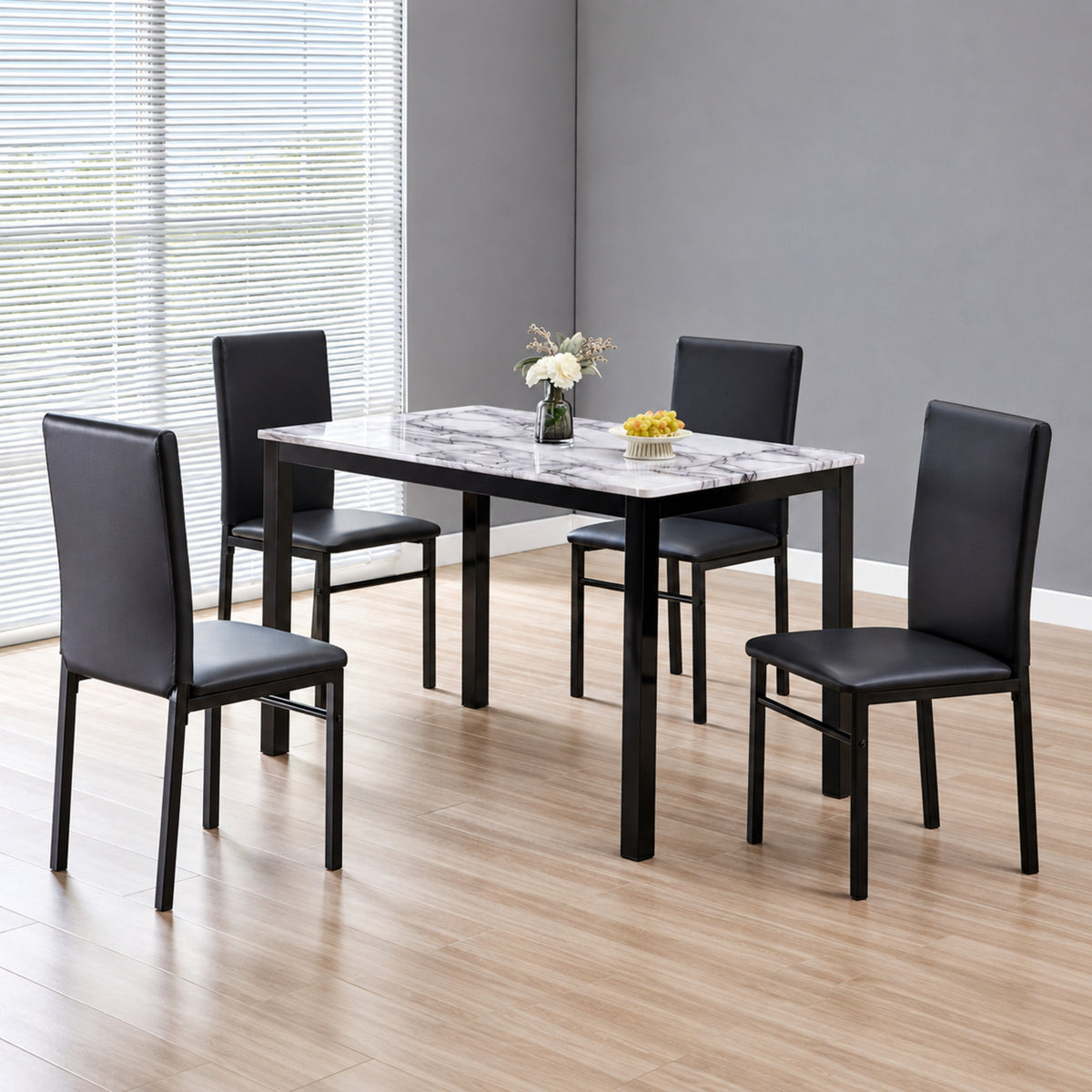 Modern Faux Marble Dining Table with 4 Chairs – complete dining set