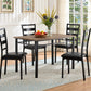 Modern 5-Piece Wood Dining Set with Black PU Chairs & Black Steel Legs – complete dining set