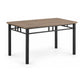 Modern 5-Piece Wood Dining Set with Black PU Chairs & Black Steel Legs – dining table