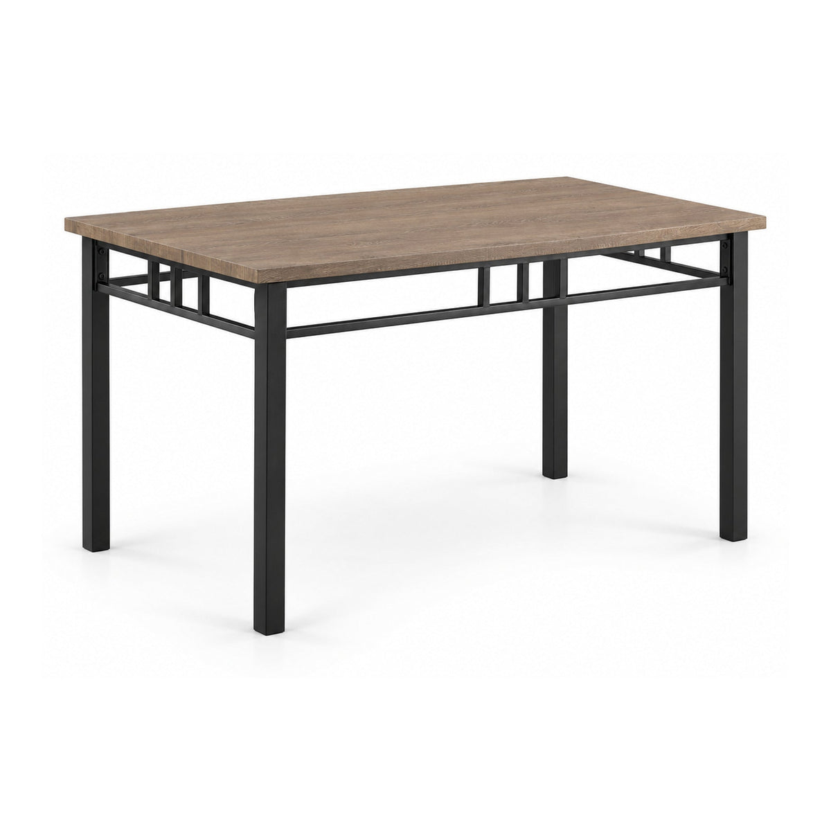 Modern 5-Piece Wood Dining Set with Black PU Chairs & Black Steel Legs – dining table