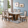 Rustic Brown Faux Marble Dining Table with 6 Chairs – complete dining set