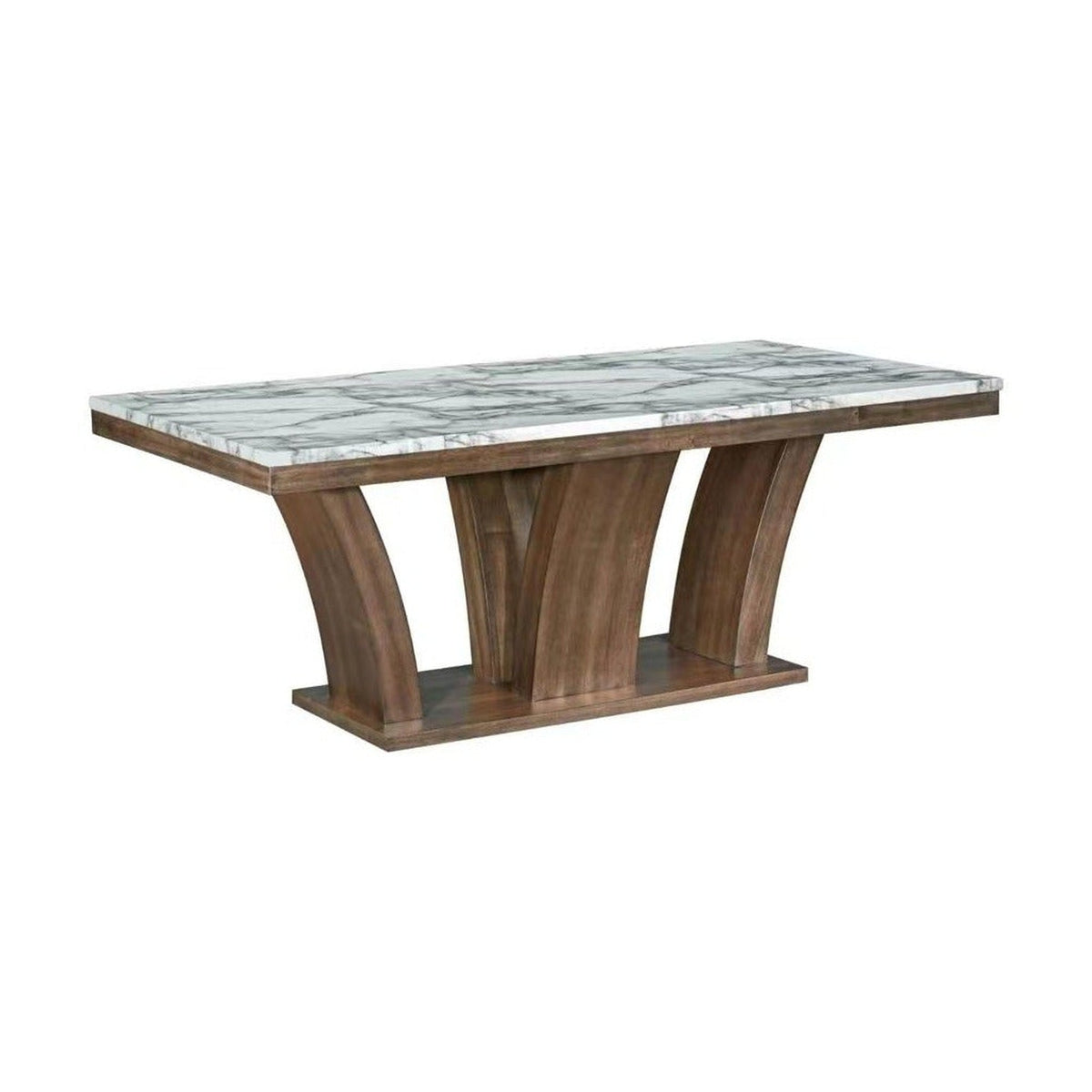 Rustic Brown Faux Marble Dining Table with 6 Chairs – dining table