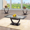 Black-Trim Tempered Glass 3-Piece Coffee & End Table Set — Complete 3-piece coffee and end table set