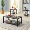 Distressed Wood 3-Piece Coffee & End Table Set with Metal Base — Complete 3-piece coffee and end table set