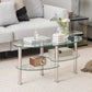 Clear Tempered Glass Coffee Table with Chrome Legs & Lower Shelf