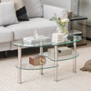 Clear Tempered Glass Coffee Table with Chrome Legs & Lower Shelf