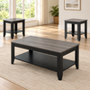 Espresso 3-Piece Coffee & End Table Set with Reclaimed Wood-Look Tops