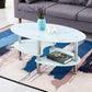 Marble-Look Glass Coffee Table with Chrome Legs