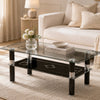 Etched Tempered Glass Coffee Table with Lower Shelf