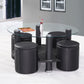Black Tempered Glass Coffee Table Set with 4 Stools