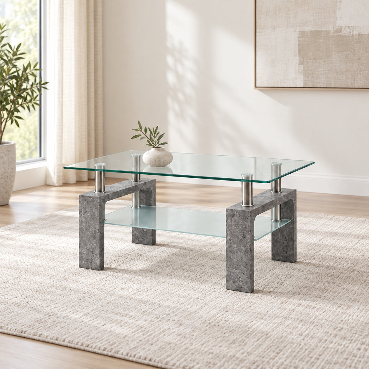 Grey faux marble Coffee Table in a minimal living room