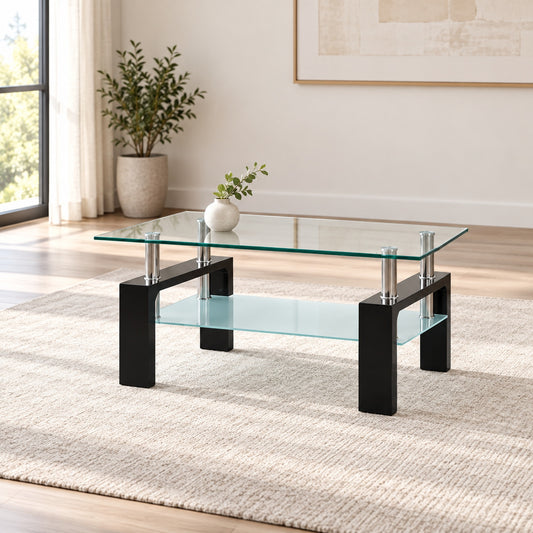 Glossy black Coffee Table in a minimal living room