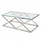 Glass 3-Piece Coffee & End Table Set with Stainless Steel Legs