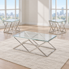 Glass 3-Piece Coffee & End Table Set with Stainless Steel Legs