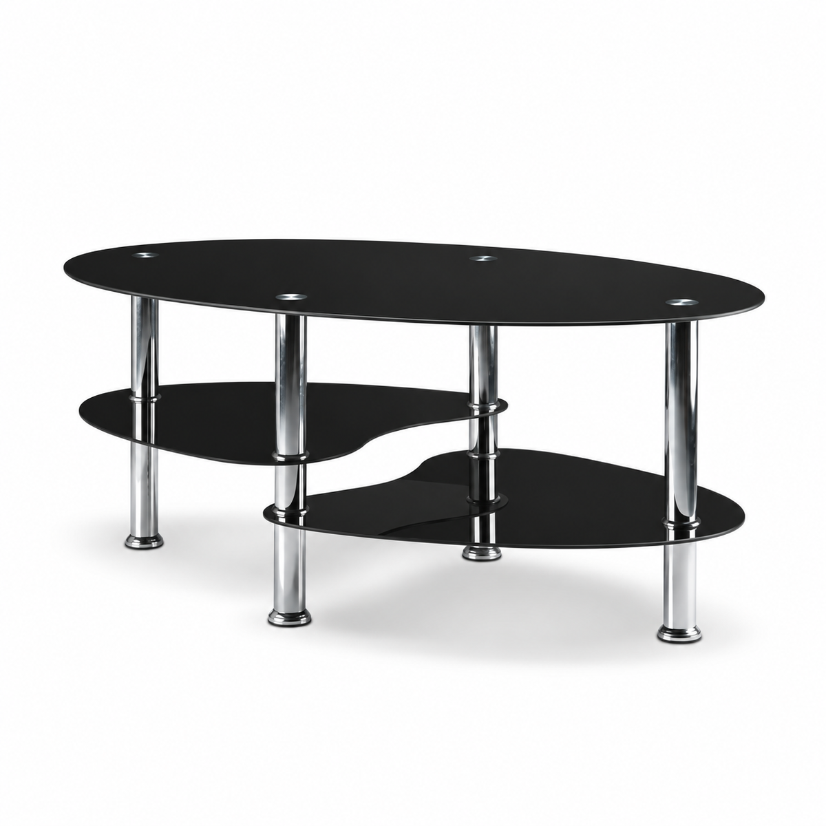 Tempered Glass 3-Piece Coffee & End Table Set with Chrome Legs