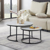 2-Piece Snowy White Sintered Stone Nesting Coffee Table Set