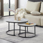 2-Piece Snowy White Sintered Stone Nesting Coffee Table Set