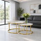 2-Piece Pandora Stone Nesting Coffee Table Set with Gold Base