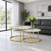 2-Piece Pandora Stone Nesting Coffee Table Set with Gold Base