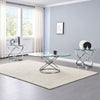 3-Piece Oval Clear Glass Coffee & End Table Set with Chrome Ring Bases