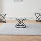 Modern 3-Piece Tempered Glass Coffee & End Table Set with Black Steel Base