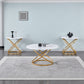 3-Piece Oval White Coffee & End Table Set with Gold Ring Bases