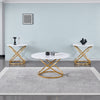 3-Piece Oval White Coffee & End Table Set with Gold Ring Bases