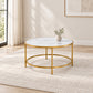 White faux marble and gold Coffee Table in a minimal living room