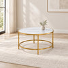 White faux marble and gold Coffee Table in a minimal living room