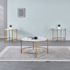 White faux marble and gold 3-Piece Coffee & End Table Set