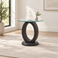 Charcoal grey wood End Table in a minimal living room