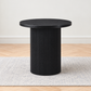 Modern Black Round End Table with Fluted Pedestal Base