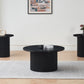 Modern Black Round End Table with Fluted Pedestal Base