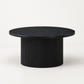 Modern Black 3-Piece Round Coffee & End Table Set with Fluted Pedestal Bases