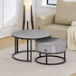 2-Piece Armani Grey Stone Nesting Coffee Table Set with Drawer