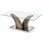 Glass Coffee Table with Stainless Steel Legs