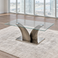 Glass Coffee Table with Stainless Steel Legs