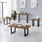 Faux Live-Edge 3-Piece Coffee & End Table Set with Black Metal U-Shaped Legs