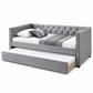 Silver Grey Velvet Tufted Daybed with Trundle — clean product view