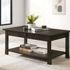 Espresso Coffee Table with Pull-Out Drawer & Storage Shelf