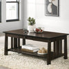Espresso Slatted Coffee Table with Pull-Out Drawer & Storage Shelf