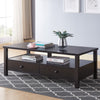 Two-Drawer Coffee Table with Storage Shelf in Espresso