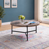 Warm Grey Round Coffee Table with Black Open Frame