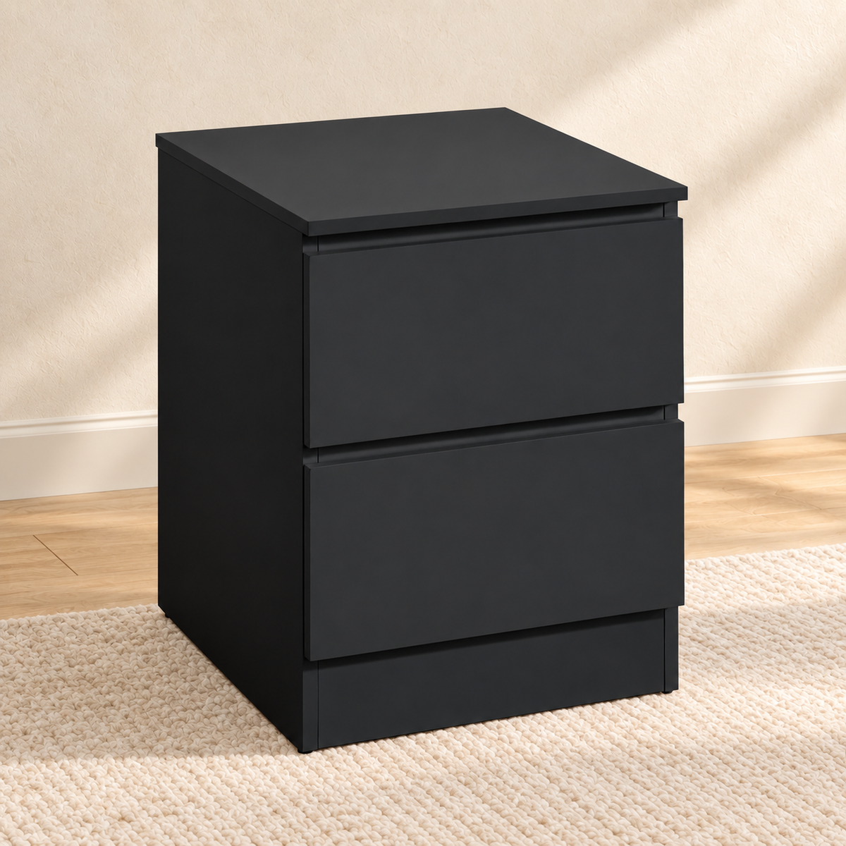 Modern 2-Drawer Nightstand – Black or White