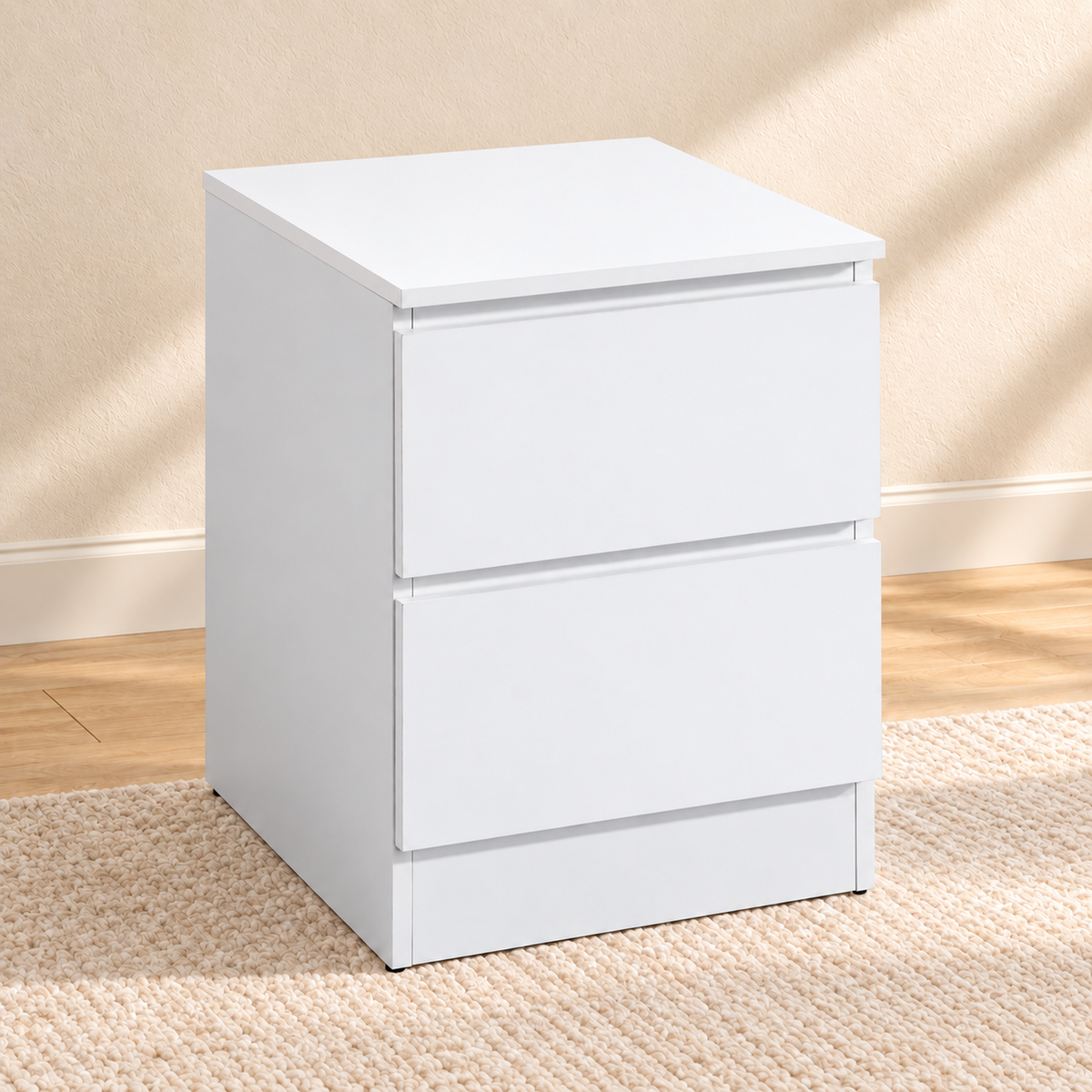 Modern 2-Drawer Nightstand – Black or White