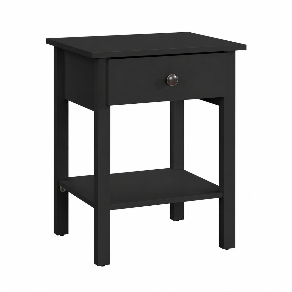 Starter 1-Drawer Nightstand with Bottom Shelf – Black or Brown