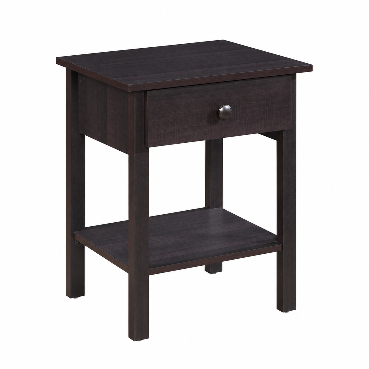 Starter 1-Drawer Nightstand with Bottom Shelf – Black or Brown